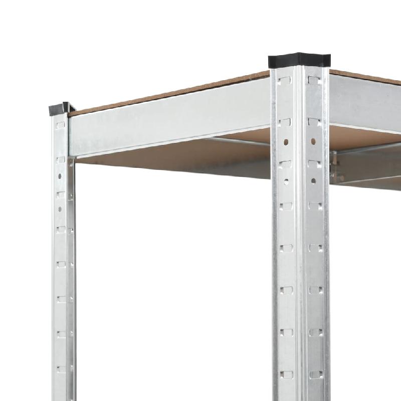 Vidaxl étagère de rangement 5 niveaux argenté acier et bois ingénierie 140646_3