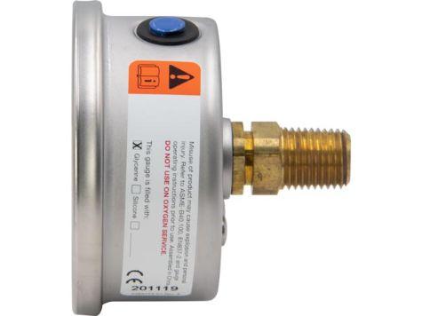 G2534R, Manomètre, 63 mm Face, Raccordement centre arrière, Bain de glycérine, 400 bar pression maximale_3