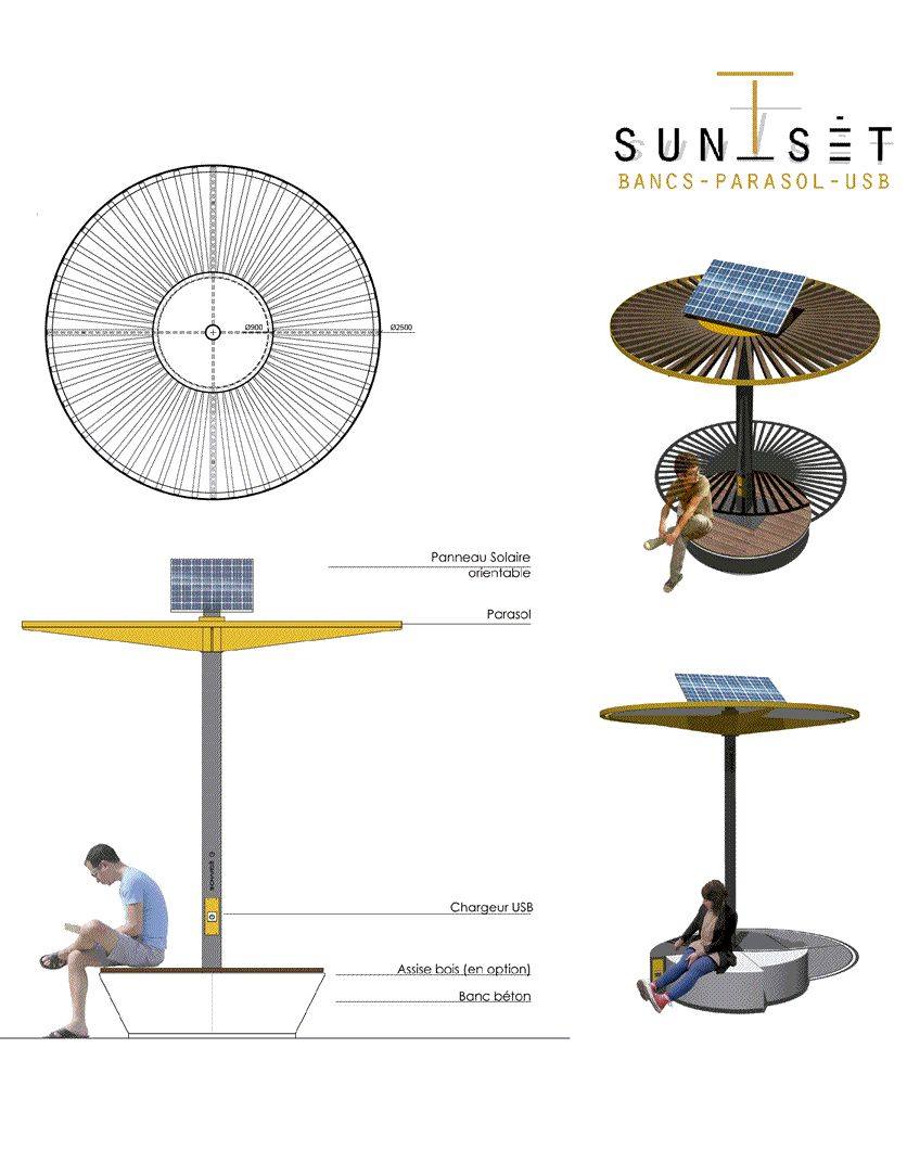 Sun_set - banc connecté solaire avec 4 chargeurs USB ou plus - Frepat Urban Equipment_3
