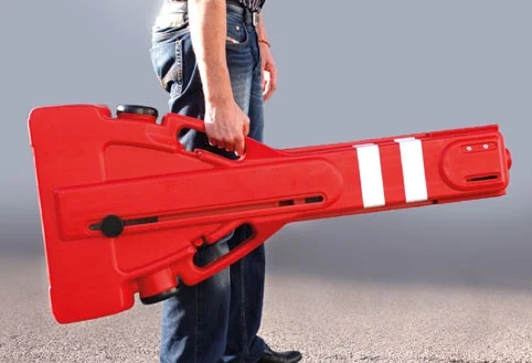 Barrière extensible pliable de chantier à rangement intégré_3