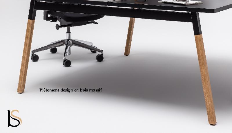 Bureau bench 2 personnes Ogi Wood - MDD. - Anthracite, Non, 140 x 161 cm_3