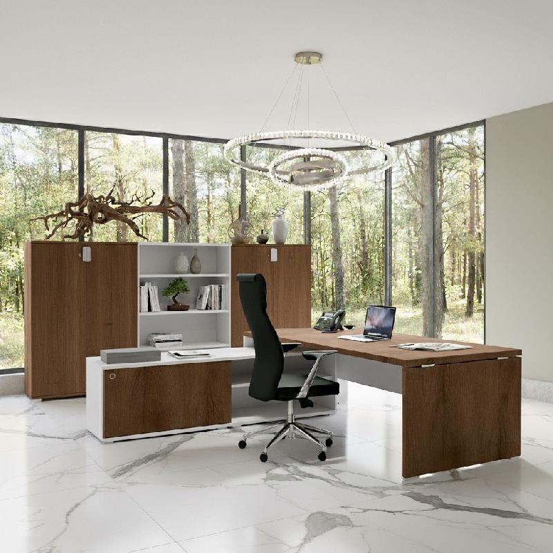 Bureau Bi-colore TAK avec rangement intégré - Mobel Linea - 205, Acacia foncé, Gauche_3