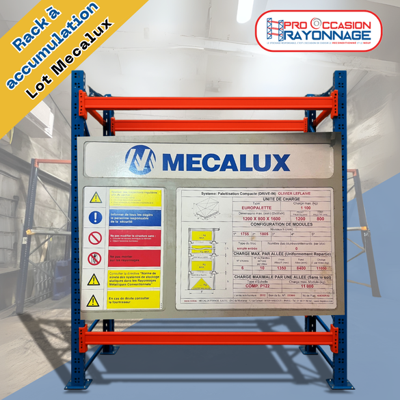 Lot de racks à accumulation MECALUX - 6 allées (20 palettes par allée)_3