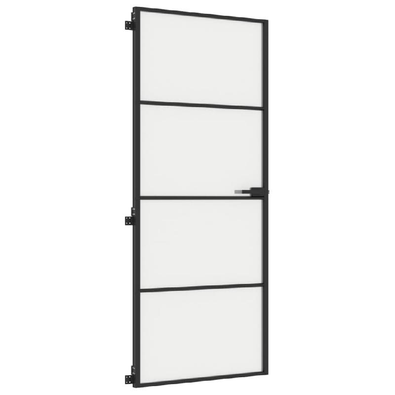 Vidaxl porte intérieure mince noir 83x201,5 cm verre trempé aluminium 155119_3