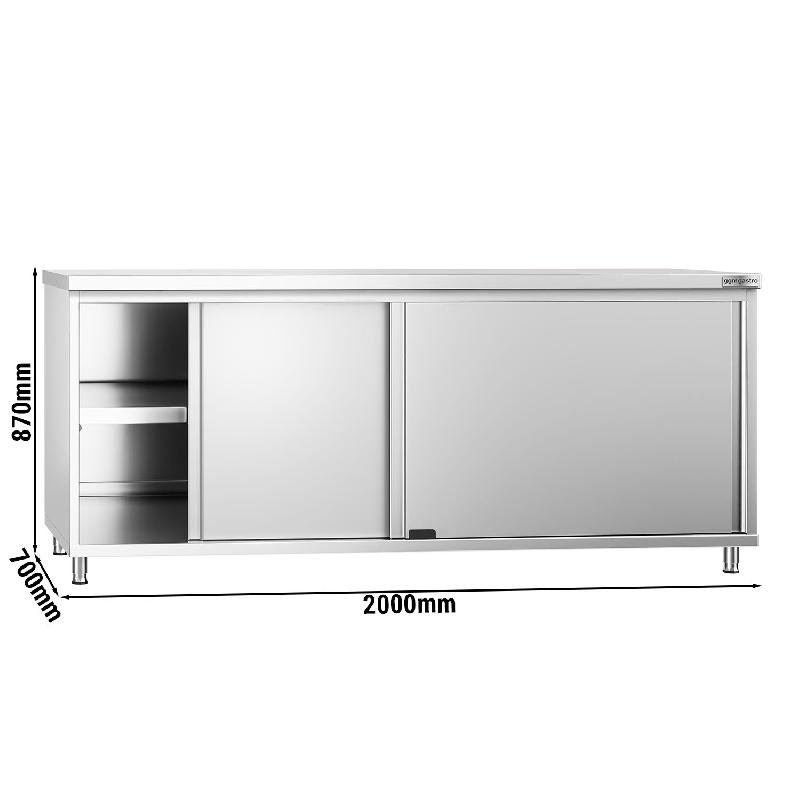 Meuble bas inox central P 700 mm avec portes -_3