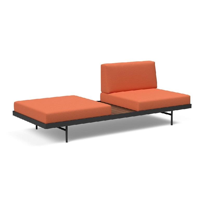 Innovation Living - Canapé design Puri convertible lit 195x80 cm tissu Argus Rust avec table en noyer_3