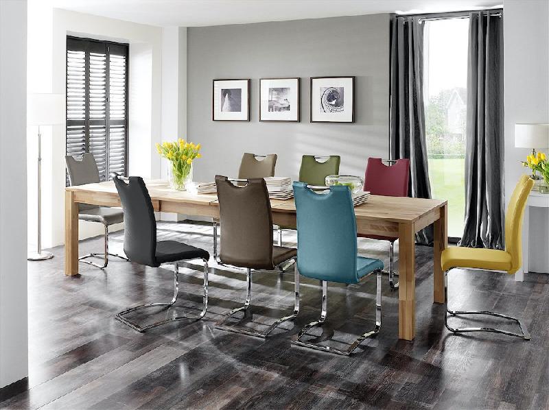 Lot de 4 chaises Kilou - tissu pétrole avec piètement luge en tube laqué noir mat - L43 x H100 x P57 cm_3