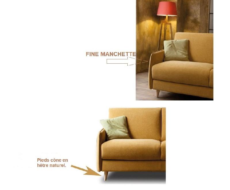 Canapé convertible Univers 140x195 en tissu Safran - Pieds cônes en hêtre naturel - Fabrication italienne_3