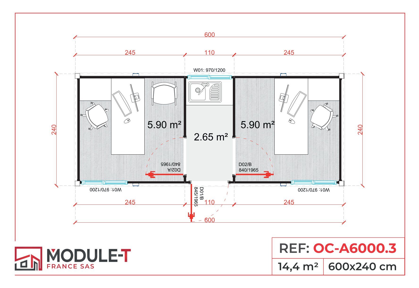 Bungalow de chantier 20 pieds eco_3