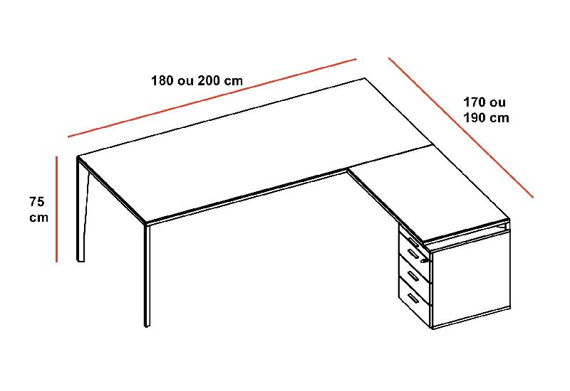 Bureau Manager avec caisson X5 - Officity. - Anthracite, Blanc, Droite, 180 x 170 cm_3