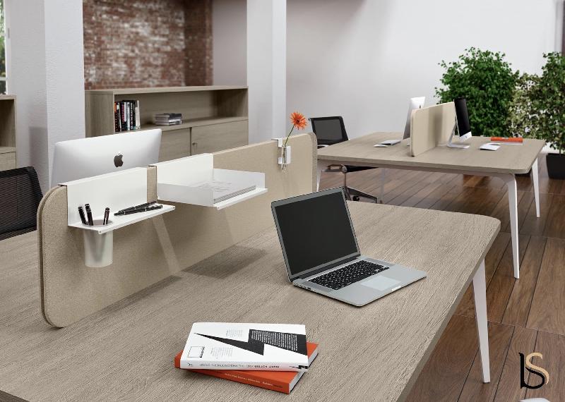 Bureau bench 2 personnes Blade - Alea - Non, 120, Chêne gris_3