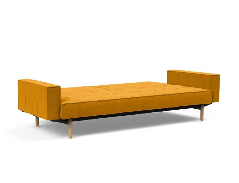 Canapé convertible Splitback Stem avec accoudoirs - Pieds obus en chêne naturel - Tissu Elegance Burned Curry - Lit 115x210 cm_3