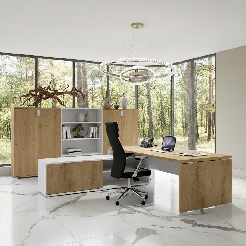 Bureau Bi-colore TAK avec rangement intégré - Mobel Linea - 245, Gauche, Chêne veiné_3
