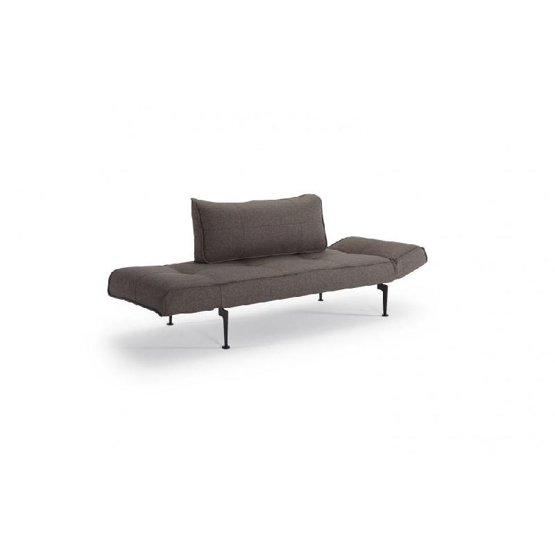 Canapé convertible Zeal Laser gris anthracite - pieds métal - design années 50-60 - modulable méridienne/lit_3