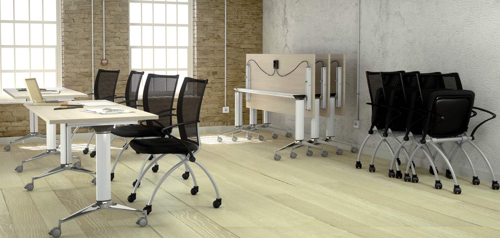 Chaise empilable austria sur roulettes, assise rabattable_3