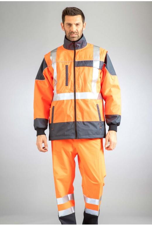 Parka 4 en 1 pluie et froid haute visibilité - EN ISO 20471 classe 3 - Réf. PK976_3