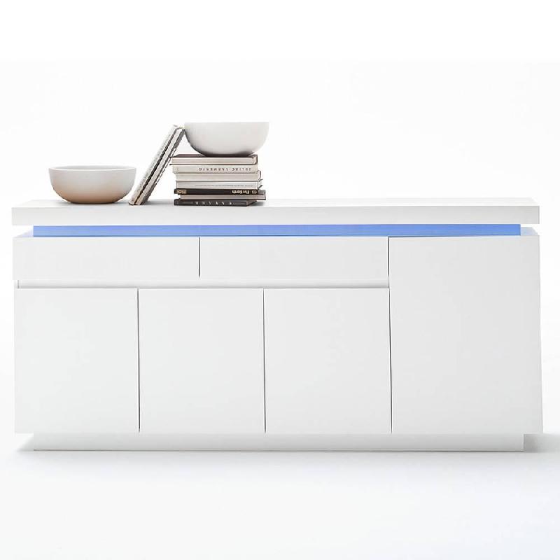 Buffet Ocean laqué blanc brillant - 4 portes, 2 tiroirs, LED inclus - Design contemporain_3