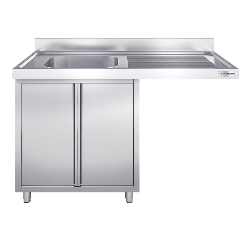 Plonge Inox 1 bac sur placard avec passage lave-vaisselle - P 600 - GGM - 1400 mm bac à gauche_3