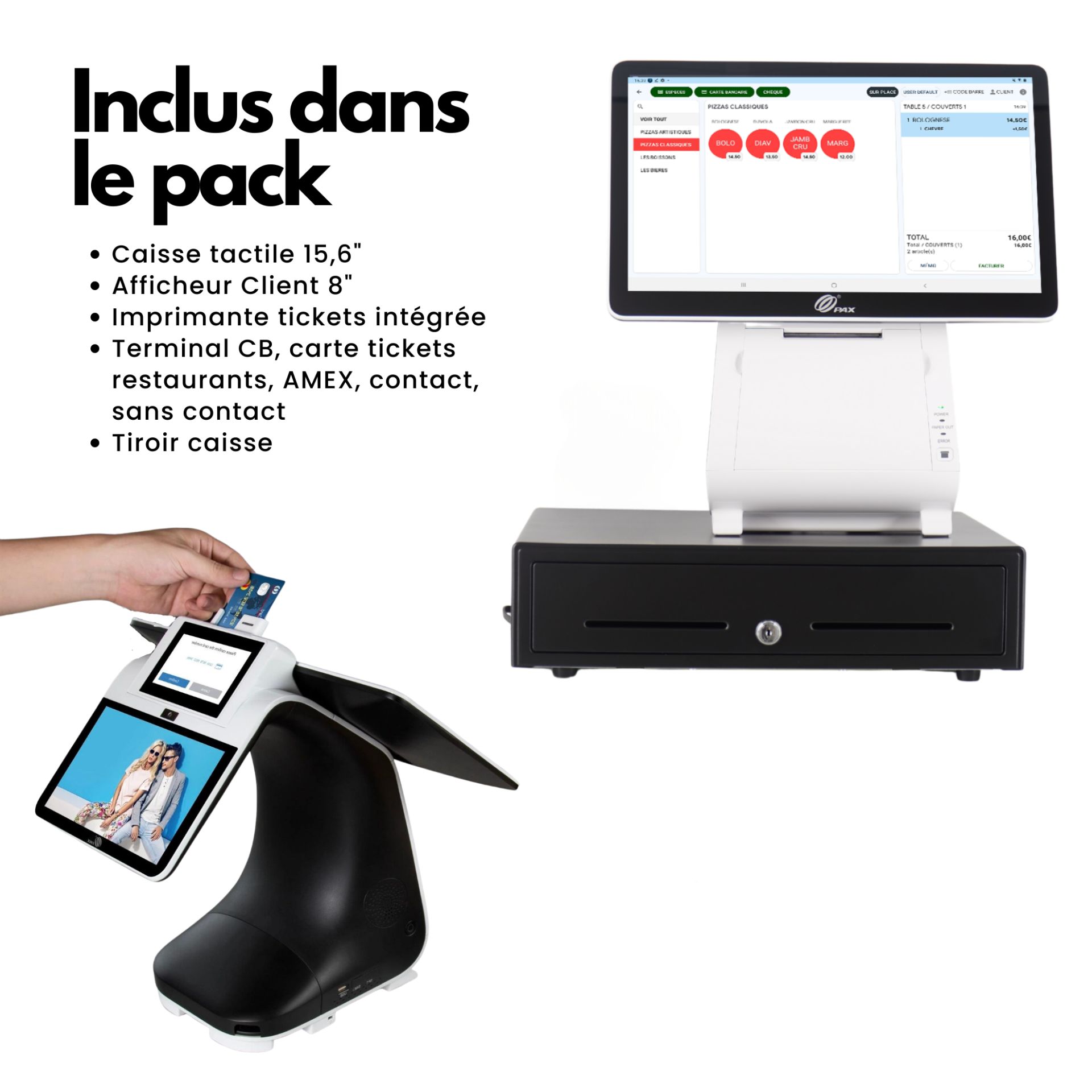 Équipement complet pour point de vente avec écran tactile 15 pouces