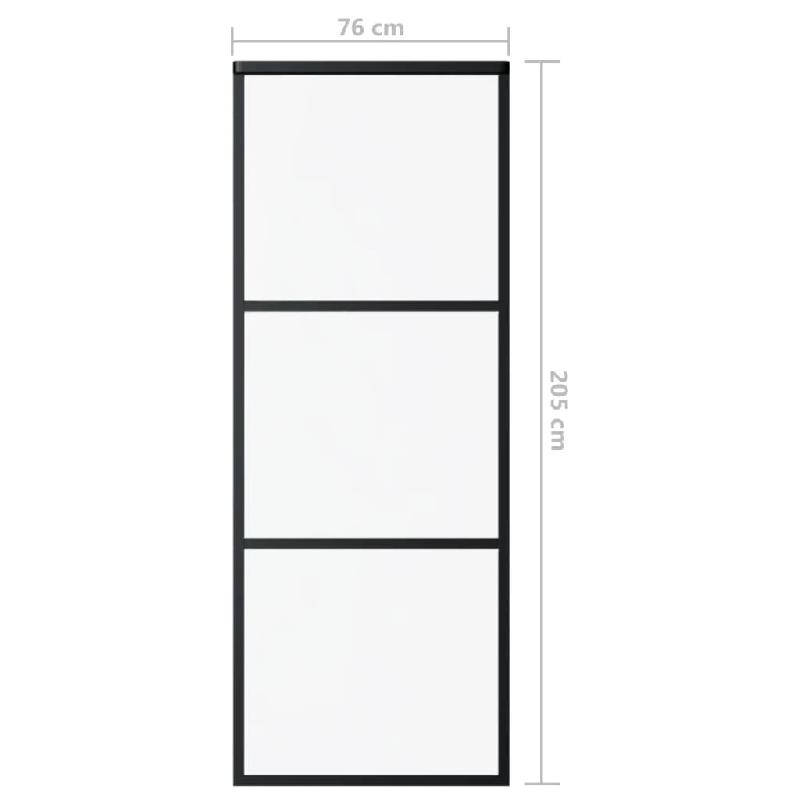 Vidaxl porte coulissante verre esg et aluminium 76x205 cm noir 151008_3