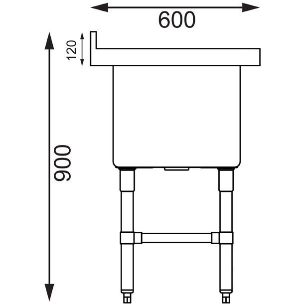 Évier profond en inox - Vogue - capacité 100 litres - avec dosseret et pieds réglables_3