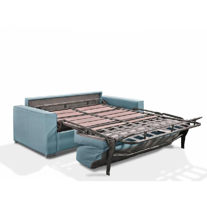 Canapé convertible 3 places Excellence - 140 cm - Sommier à lattes - Matelas memory 18 cm - Velours bleu azur_3