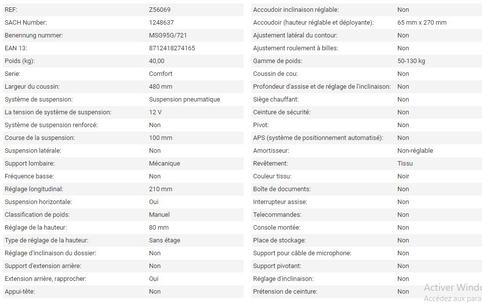 Siège de tracteur Gramer AG - Maximo G Succes tissu noir - course de suspension 100 mm - Z56069_3