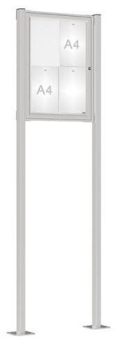 Vitrine Tradition anodisée sur poteaux - simple face - de 2 à 18 A4 - Plexi chocs 4 mm - porte battante réversible ou double battant - serrure de sécurité_3