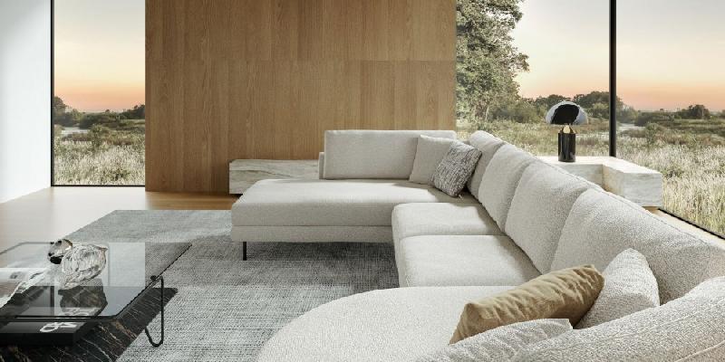 Canapé modulable Hudson OLTA 3 - Blanc cassé beige avec piètement en acier - Structure en bois de pin et mousse haute qualité_3