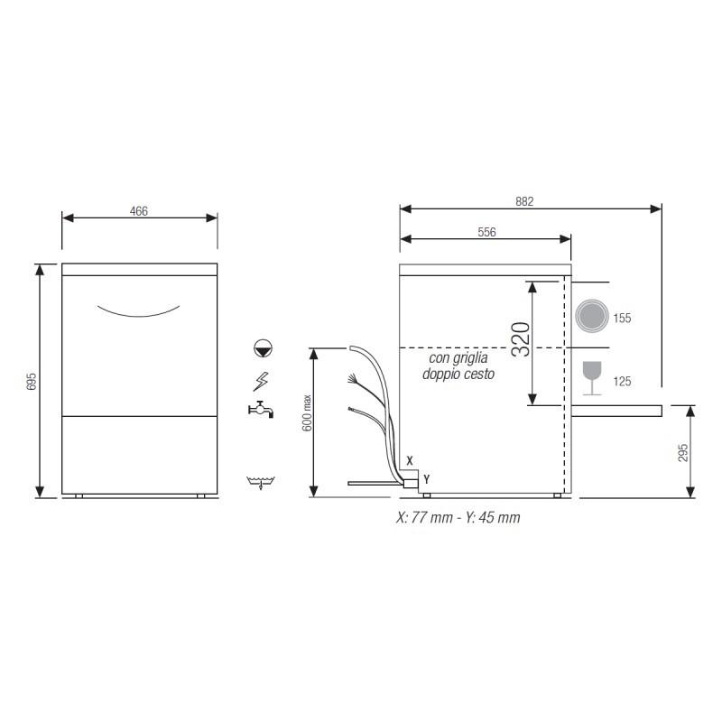 Lave-verres Mono 230V+T Panier 400x400mm Elettrobar Furnotel_3