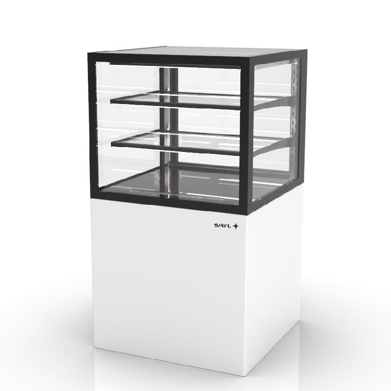Vitrine neutre INTEGRA sur base - 600 mm - 3 niveaux - H1100 mm - IN60/50-110N | Sayl Barcelona - 515 mm, Accès arrière_3