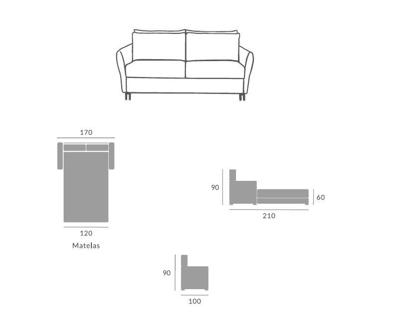 Canapé convertible express chocolat 120x190 cm - Dossier souple - Tissu personnalisable - Matelas 13 cm_3