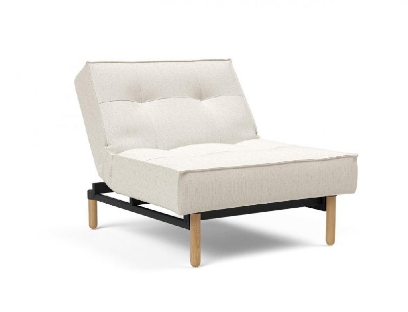 Innovation Living - Fauteuil Splitback Styletto Convertible Lit 90x115 cm - Pieds Obus Naturel - Tissu Bouclé Off White_3