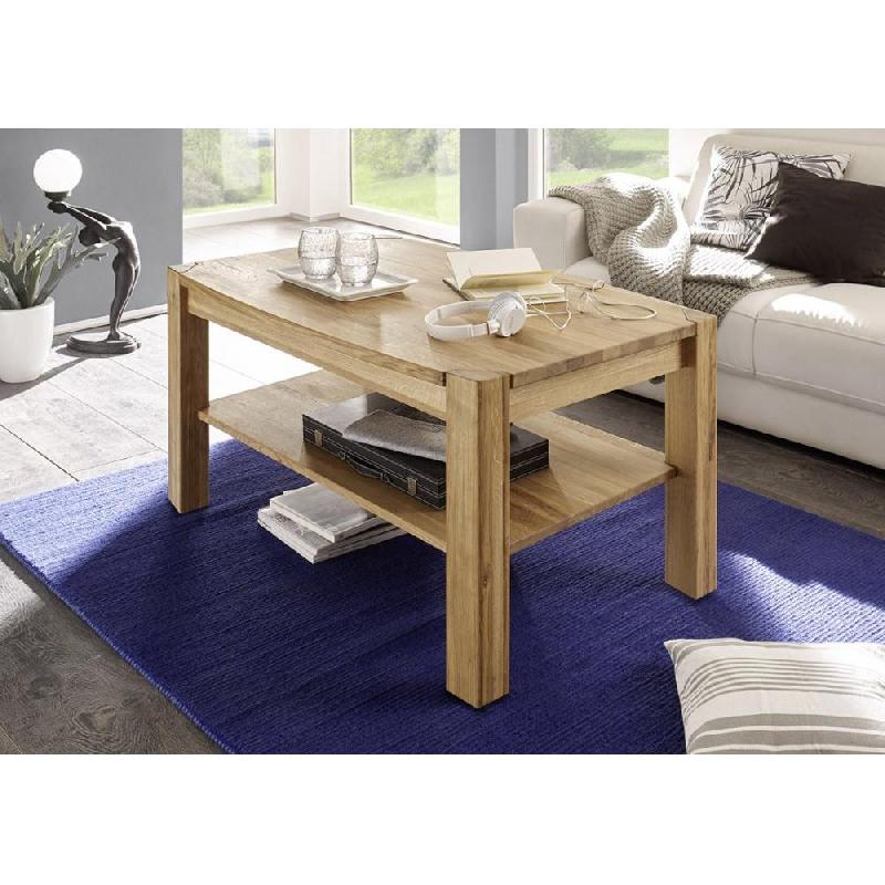 Table basse KALOS - 110 x 70 cm - Chêne massif noueux huilé avec étagère intermédiaire_3