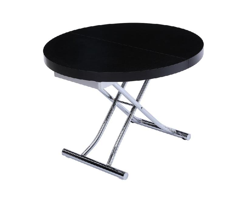 Table basse ronde relevable et extensible SATURNA - Bois noir - Diamètre 105 cm, extensible à 135 cm_3
