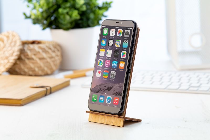 Support pour téléphone portable - en contreplaqué de bambou - couleur naturelle - 12g_3