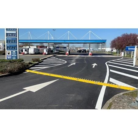 Ralentisseur HERSE anti-retour en acier - H 50mm - jaune avec 9 dents en inox - dissuade les demi-tours_3