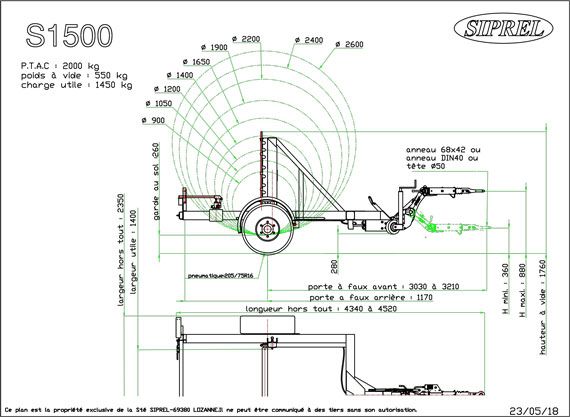 S 1500 - Remorque Porte-Touret - SIPREL - Charge utile 1450 Kg_3