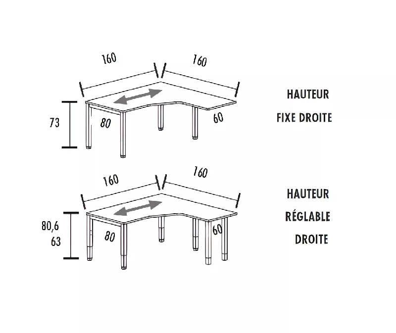 Bureau d'angle compact - hauteur fixe ou réglable - So Vera_3