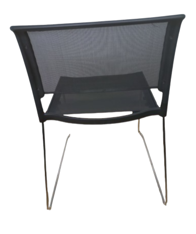 Chaise de réunion Wilkhahn Aline 230 - d'occasion - empilable, assise et dossier en résille noire, piètement en aluminium_3