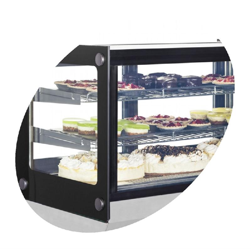 Comptoir réfrigéré LCT-F - façade vitrée plane - éclairage LED - finition inox - Référence LCT900F/BLACK_3
