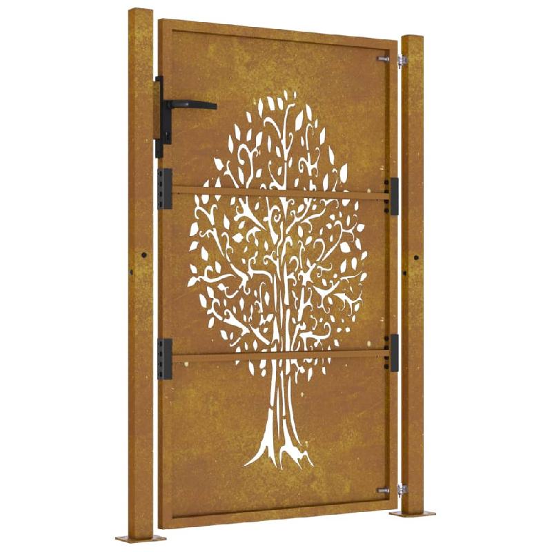 Vidaxl portail de jardin 105x130 cm acier corten conception de l'arbre 153162_3