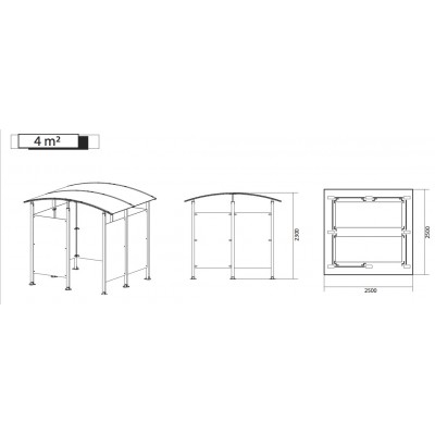 Abri fumeur isolé - Structure en acier zingué - Bardage plexiglas - Banc assis-debout inclus_3