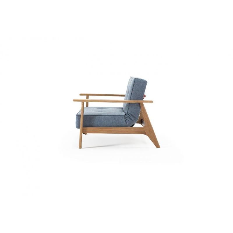 Fauteuil design convertible Innovation Living Splitback Frej - Mixed Dance Light Blue - Lit 90x115 cm avec accoudoirs en chêne clair_3