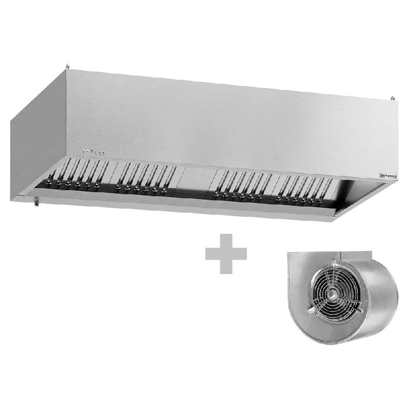 Hotte caisson inox 2m avec moteur, régulateur, filtre et éclairage | Profondeur 900 mm_3