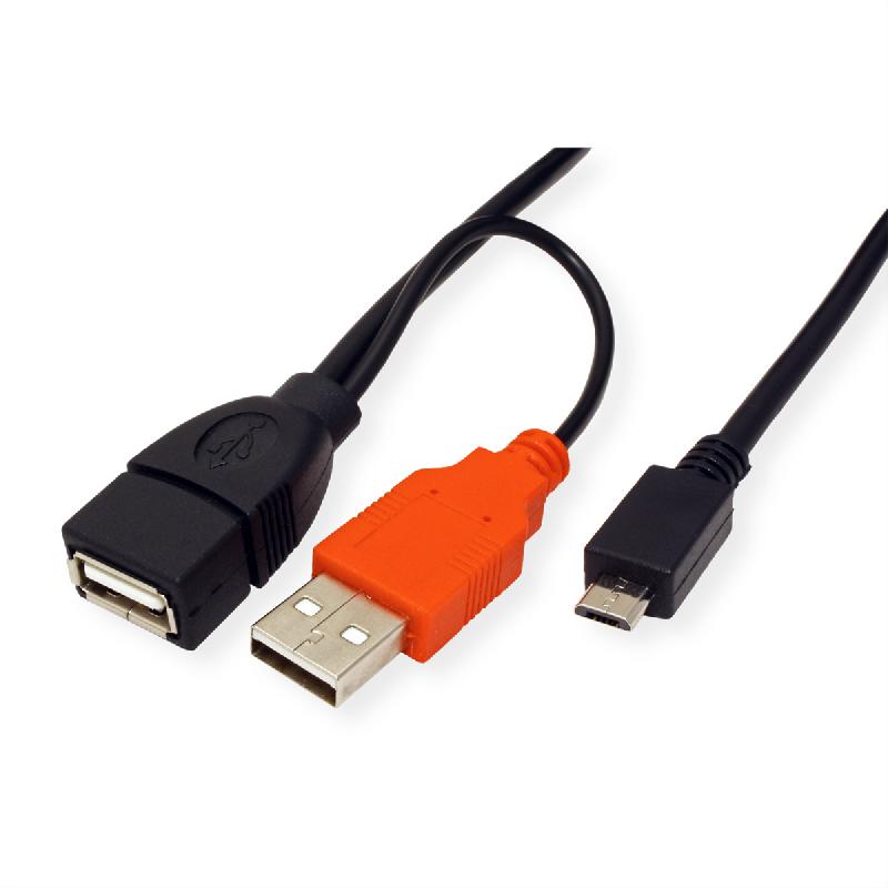 Roline câble usb 2.0 en y, 2x type a (m/f) - micro b m, 1 m_3