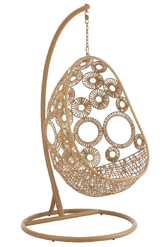 Fauteuil suspendu VANA - Aluminium et roseau beige - Bohème chic, intérieur/extérieur_3