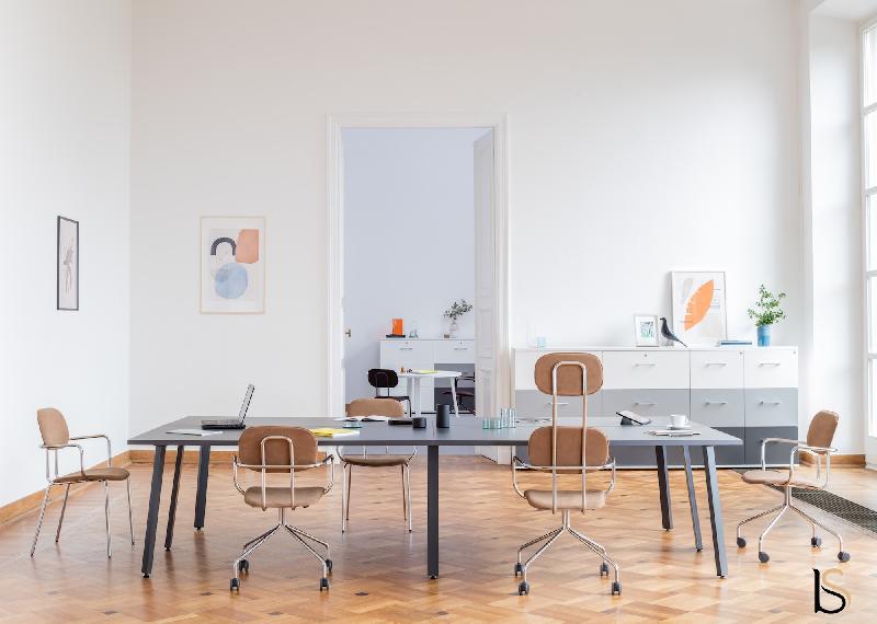 Table de réunion rectangulaire Ogi A - MDD - Oui, Blanc 9010, Anthracite_3