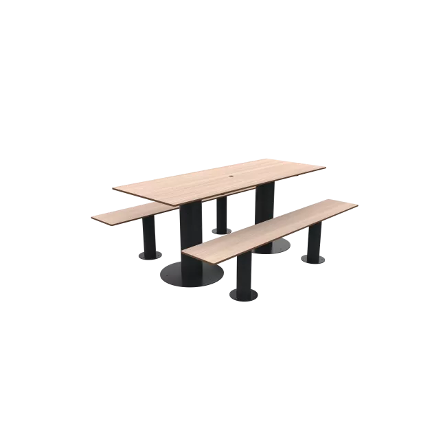 Table pique-nique MOKA 8 places avec bancs et trou de parasol_3