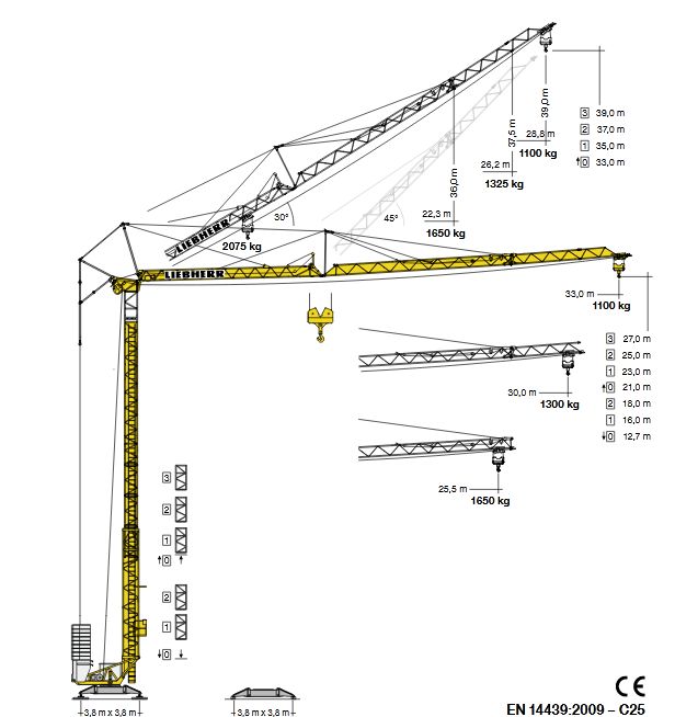 Grue à montage rapide 34 K conçue pour espaces restreints